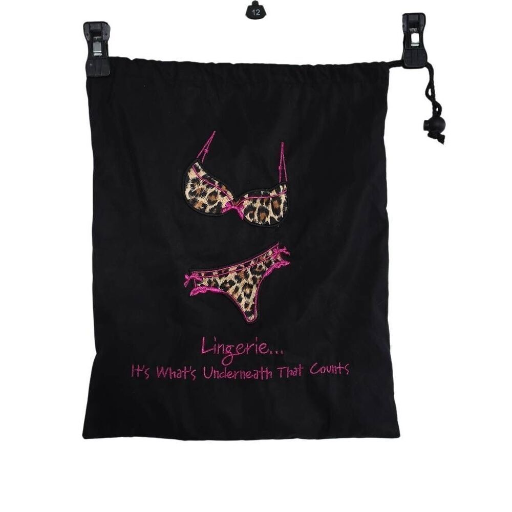 Black Leopard Pink Lingerie Its Whats Underneath That Counts Lingerie Bag